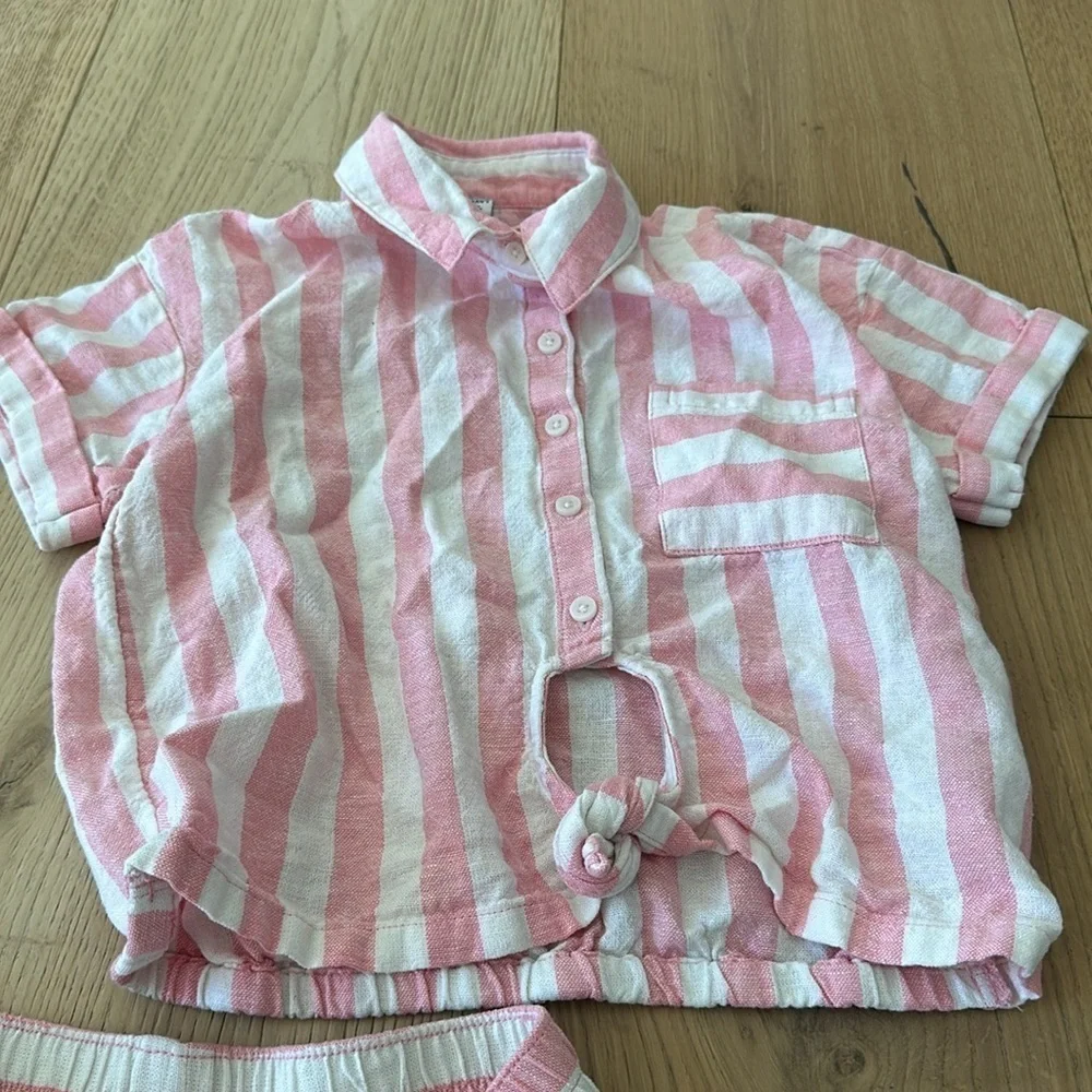 Old Navy girls Matching set High-Waisted Striped Linen-Blend Shorts -- 3.5-inch